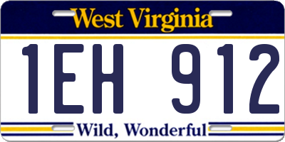 WV license plate 1EH912