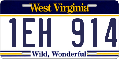 WV license plate 1EH914