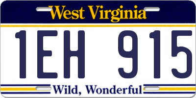 WV license plate 1EH915