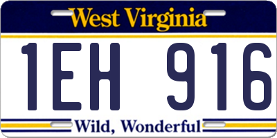 WV license plate 1EH916