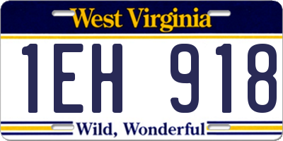 WV license plate 1EH918