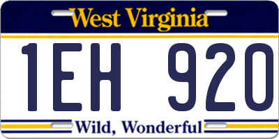 WV license plate 1EH920