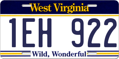 WV license plate 1EH922