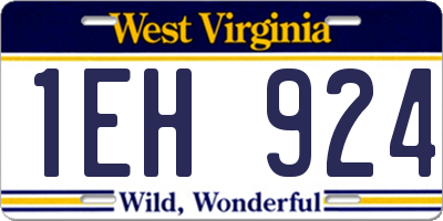WV license plate 1EH924