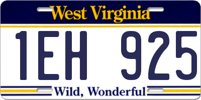WV license plate 1EH925