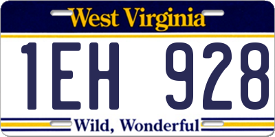 WV license plate 1EH928