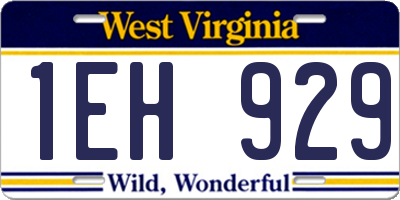 WV license plate 1EH929