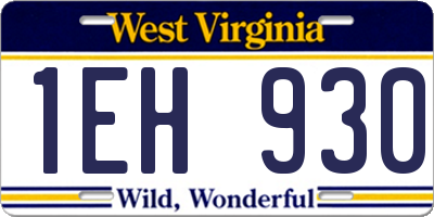 WV license plate 1EH930
