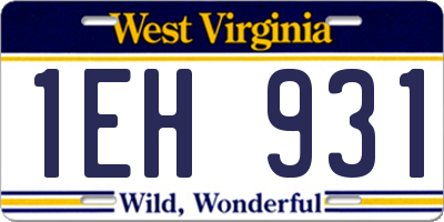 WV license plate 1EH931