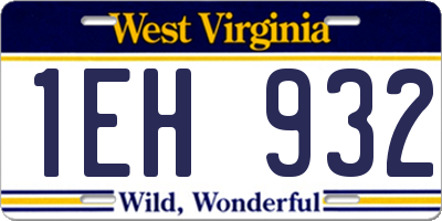 WV license plate 1EH932
