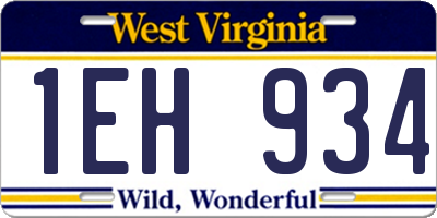 WV license plate 1EH934