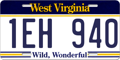 WV license plate 1EH940