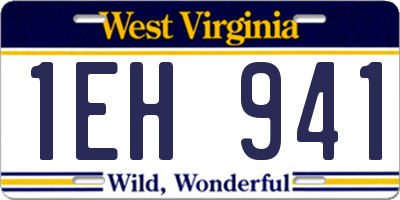 WV license plate 1EH941