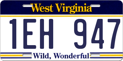 WV license plate 1EH947