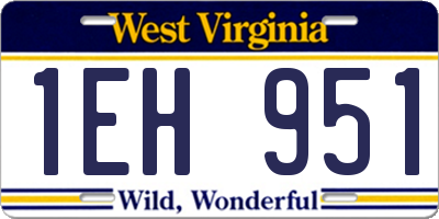 WV license plate 1EH951