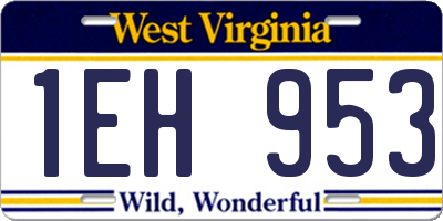 WV license plate 1EH953