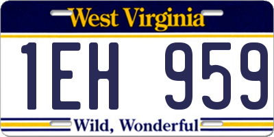 WV license plate 1EH959