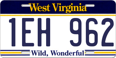 WV license plate 1EH962