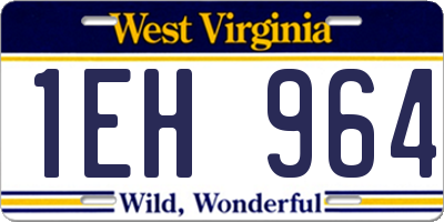 WV license plate 1EH964