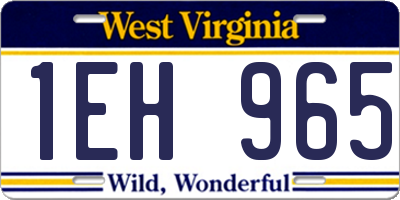 WV license plate 1EH965