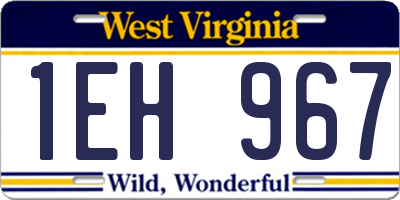WV license plate 1EH967