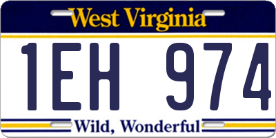 WV license plate 1EH974