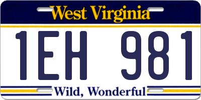 WV license plate 1EH981
