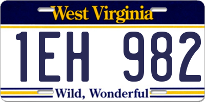 WV license plate 1EH982