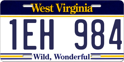 WV license plate 1EH984