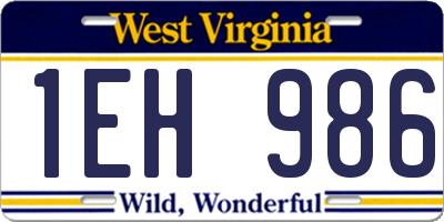 WV license plate 1EH986