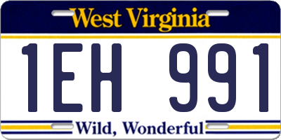 WV license plate 1EH991