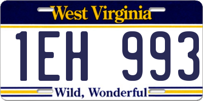 WV license plate 1EH993