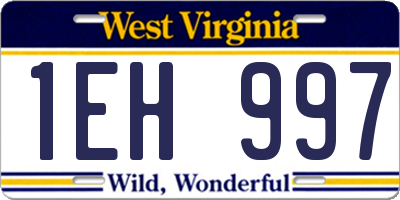WV license plate 1EH997