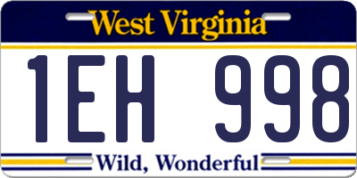 WV license plate 1EH998