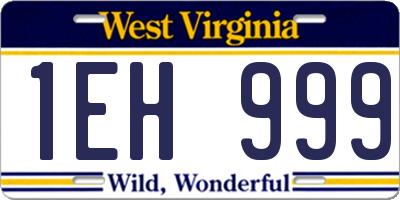 WV license plate 1EH999