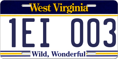 WV license plate 1EI003