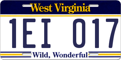 WV license plate 1EI017