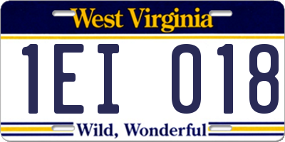 WV license plate 1EI018