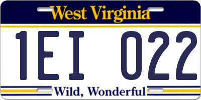 WV license plate 1EI022