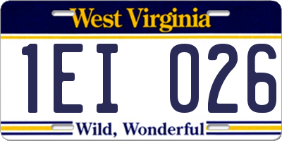 WV license plate 1EI026