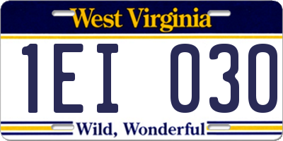 WV license plate 1EI030
