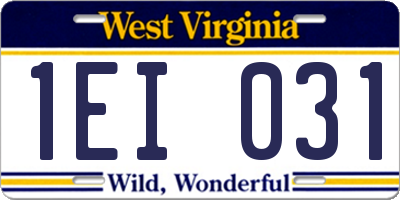 WV license plate 1EI031