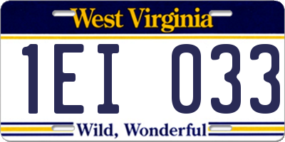 WV license plate 1EI033