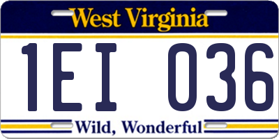 WV license plate 1EI036
