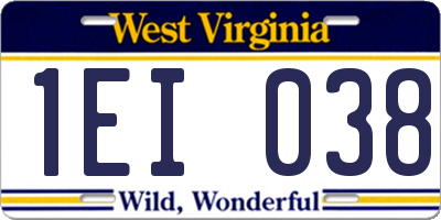WV license plate 1EI038