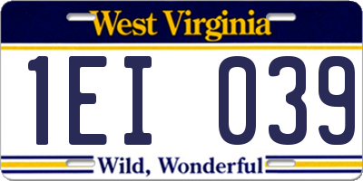 WV license plate 1EI039