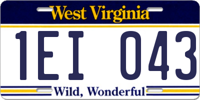 WV license plate 1EI043