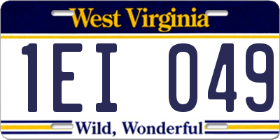 WV license plate 1EI049