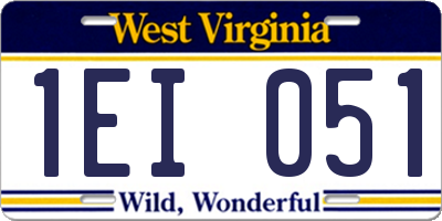 WV license plate 1EI051