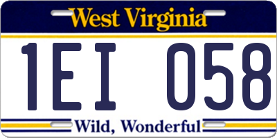 WV license plate 1EI058